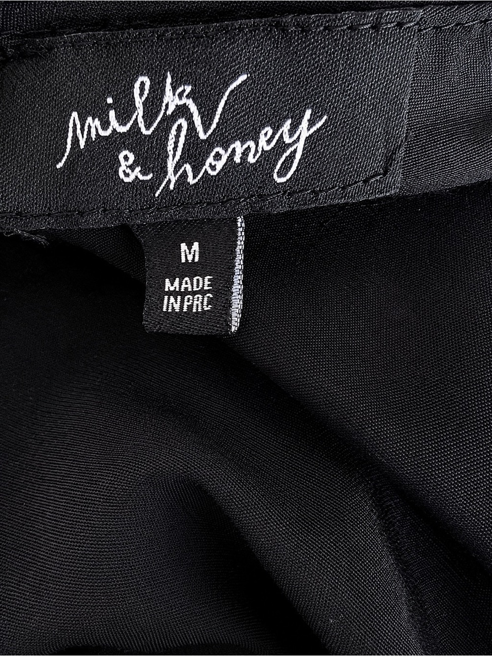 Milk & Honey Black Wrap Blouse – Size Medium – Eyelet Trim Peplum Top - Picture 5 of 5